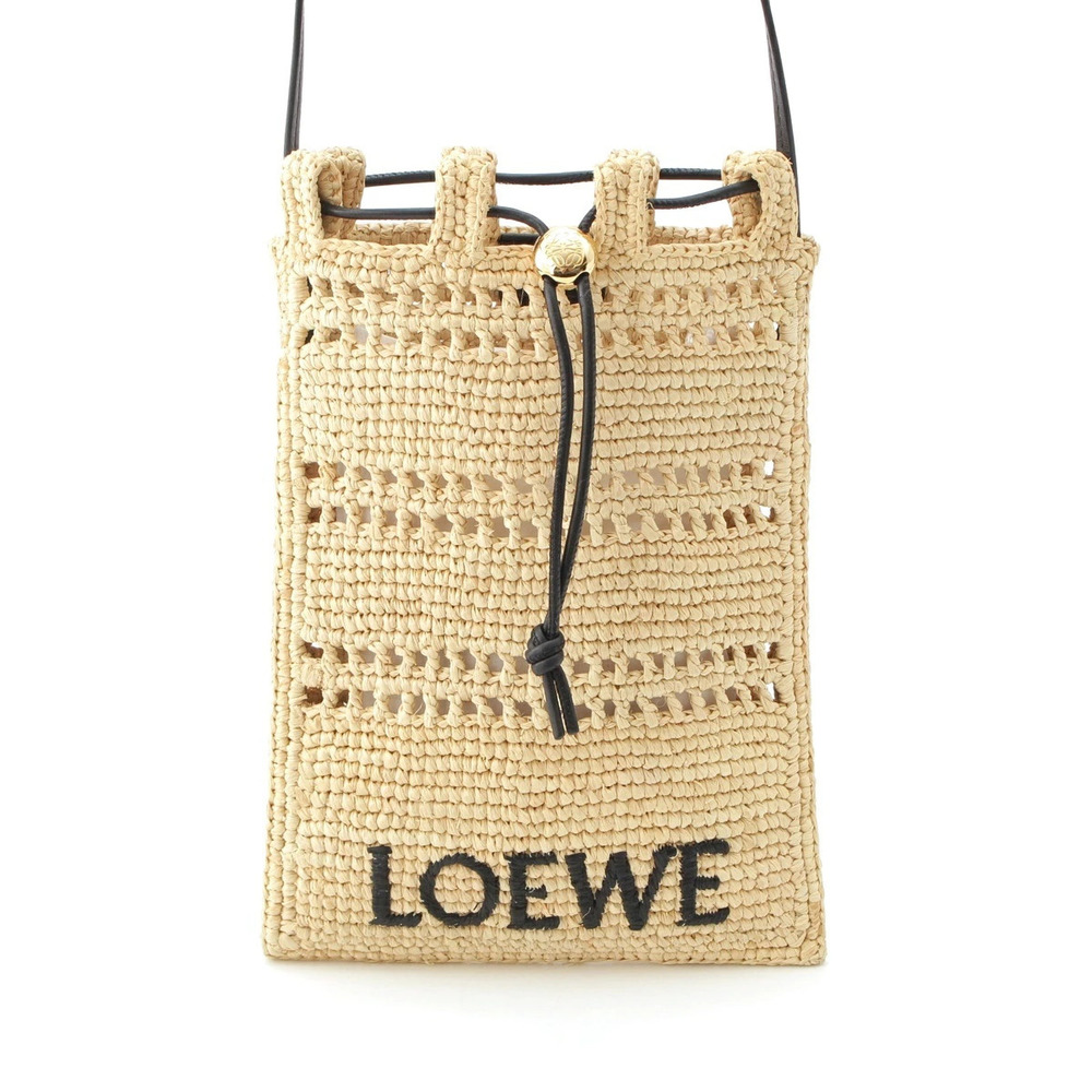 Loewe Raffia Drawstring Pocket Shoulder Bag